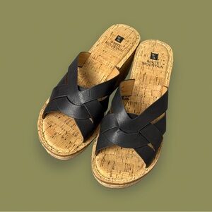 White Mountain Black Cross-Strap Sandals
